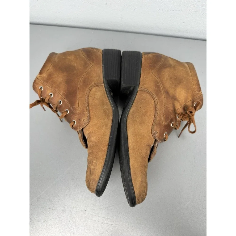 Ariat Josie Brown Leather Boots Womens 8.5 B Lace Up Fringe Kiltie Western Work - Picture 3 of 8